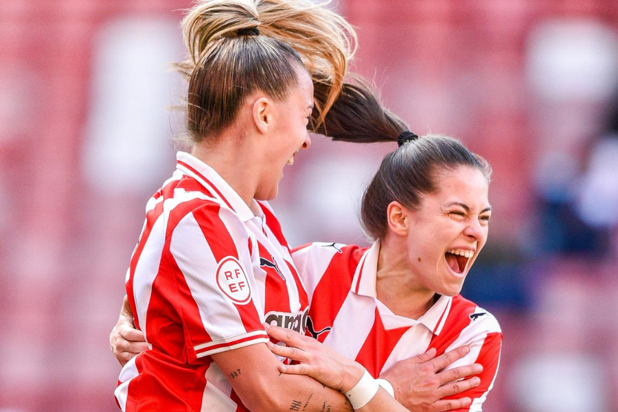 Celebración del gol de Antía. 