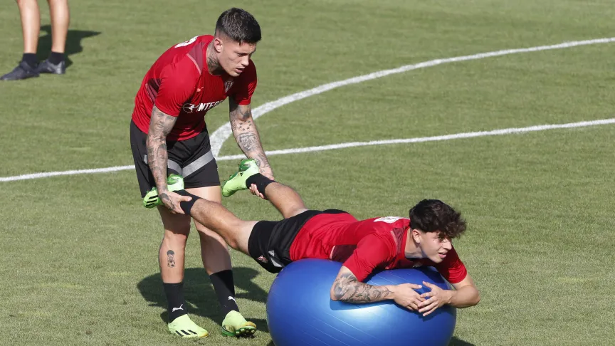 Cristo y Carrilo, en un entrenamiento. 